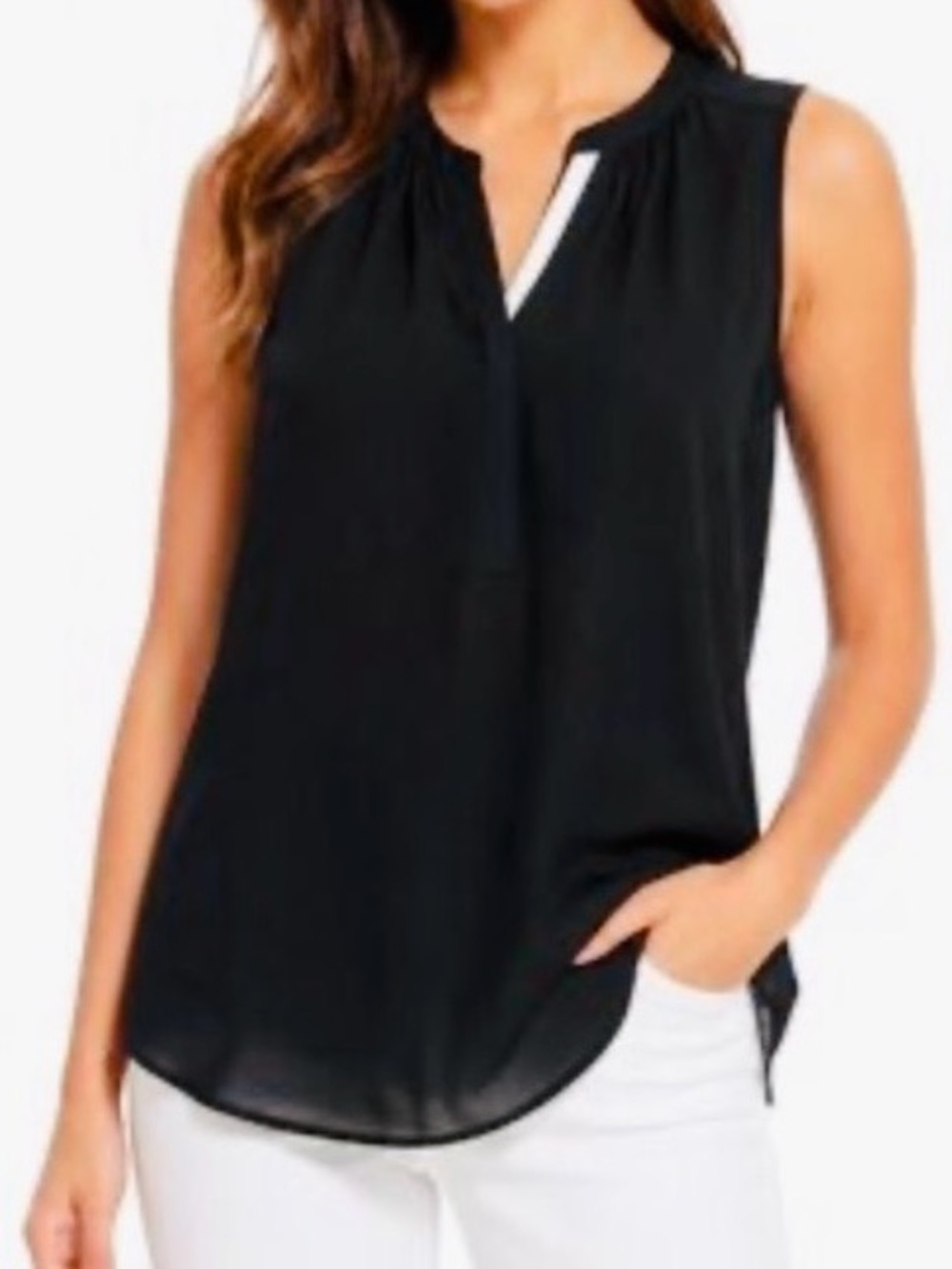 JOIE Silk Sleeveless Black V-Split Neck Women’s Top Chic Blouse Quiet Luxury XS